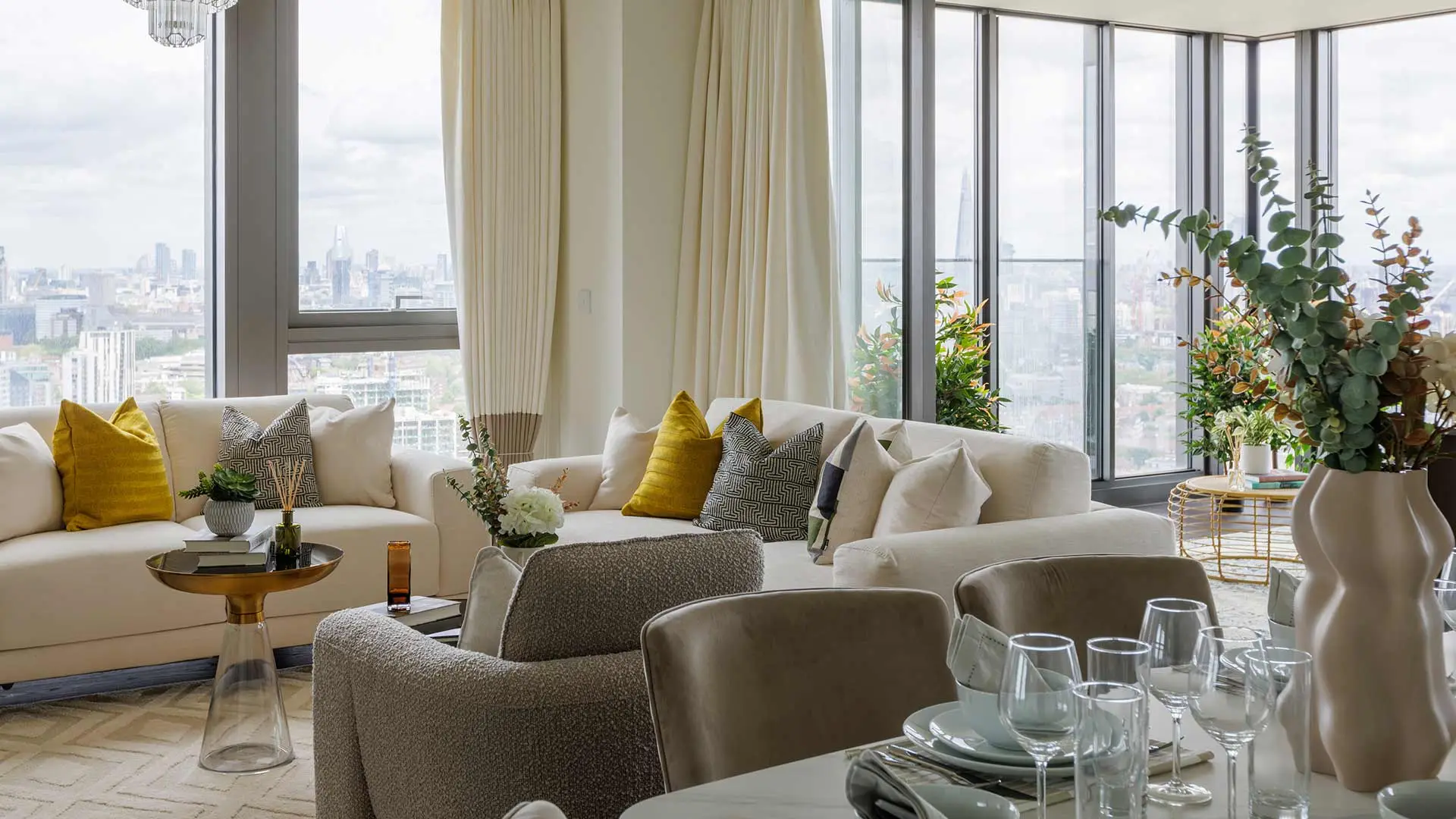 Stylish living room setup featuring bespoke property furnishing designed for comfort and aesthetic appeal in luxury homes.