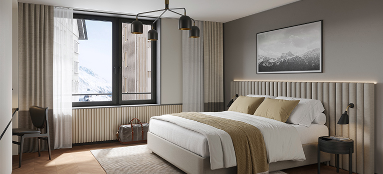 Inside view of bed room of Swiss Alps