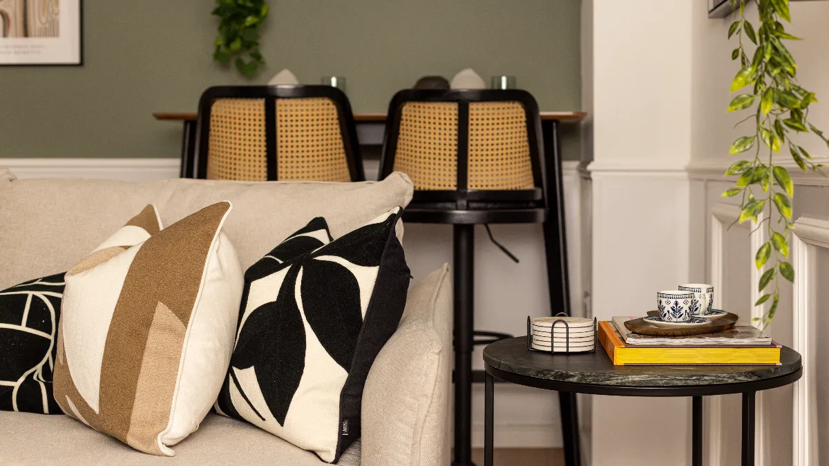 Cushion and table